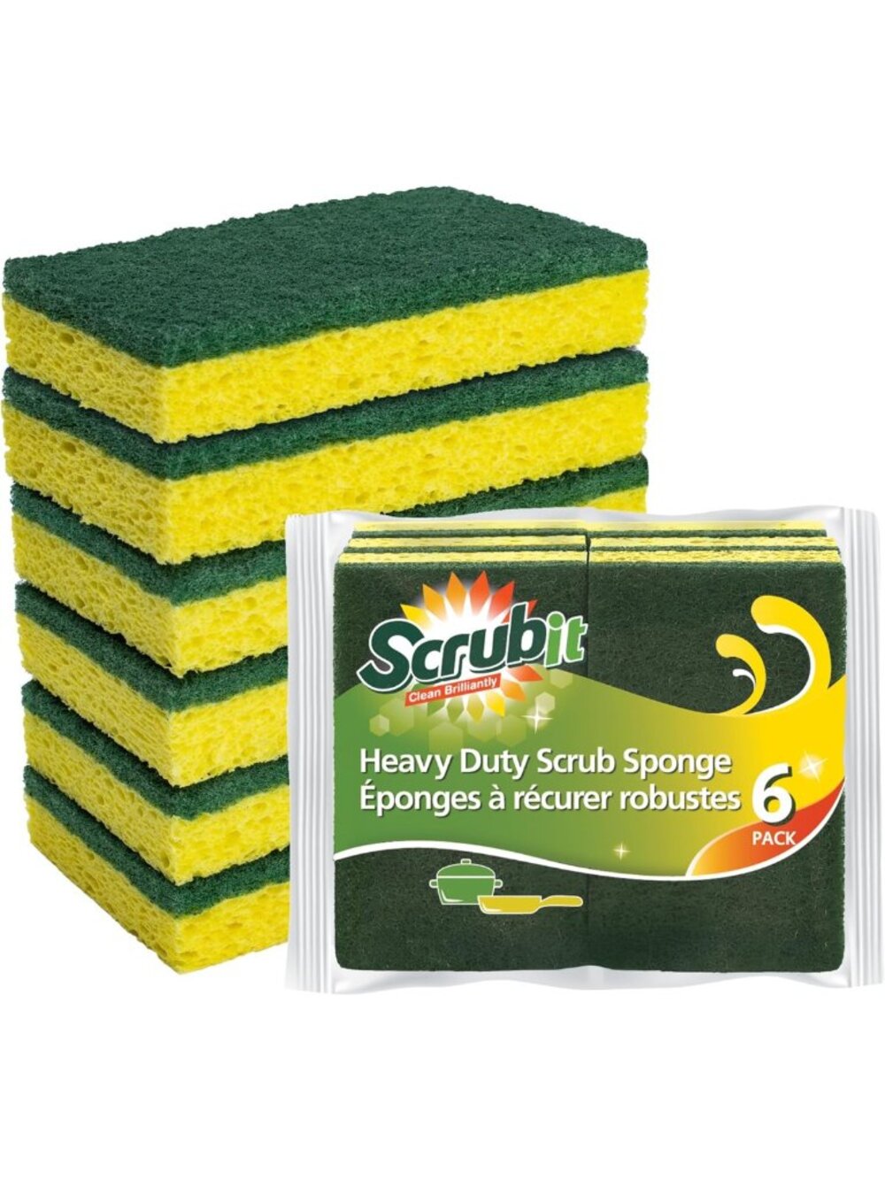 Heavy Duty Eco-Friendly Scrub Sponges - Tough Cellulose for Kitchen Cleaning (12